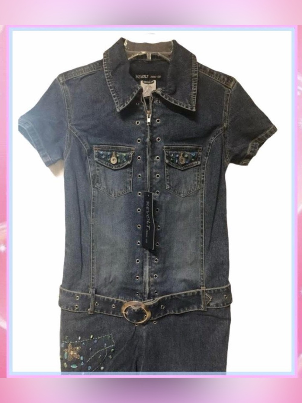 Vintage Y2k Beaded Denim Jumpsuit
